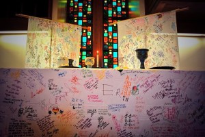 the banners from this year's PRIDE and table cloth from last year's. 