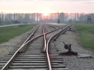 train tracks at Birkenau
